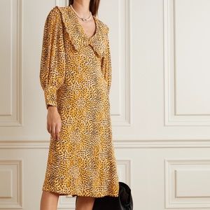 Ganni Yellow Leopard Print Dress